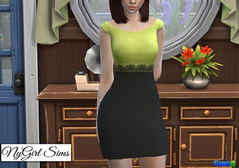 Nygirl Sims 4 Cap Sleeve Pencil Dress With Black Skirt