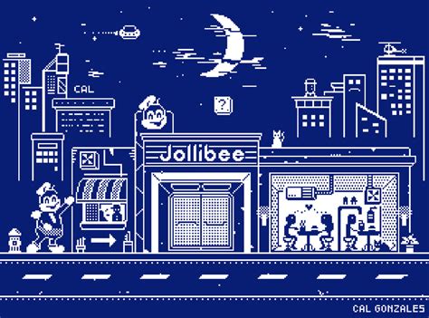 Jollibee Fast Food Restaurant 1bit Pixel Art Pixelart