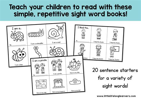 Mini Pre Reader Sight Word Book Printables Little