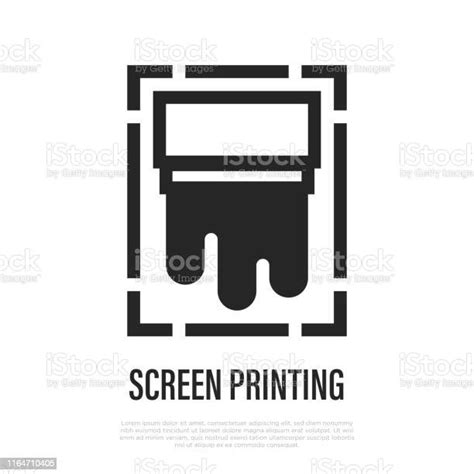 Screen Printing Thin Line Icon Vector Illustration Of Typography