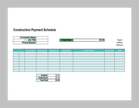 8 Free Payment Schedule For Construction Sample Schedule