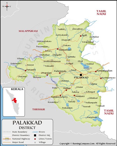 Palakkad District Map Palakkad Map Kerala India