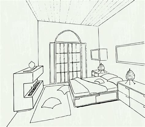 One Point Perspective Bedroom Drawing At Getdrawings Free Download