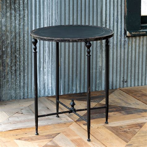 Antique Black Metal Round Side Table Etsy