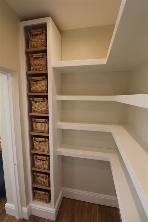 I planned on three 10 deep shelves for the using a level and a straight edge, we marked where the shelves would go, and carefully screwed the shelf. Walk in pantry. | Pantry design, Pantry remodel, Pantry ...