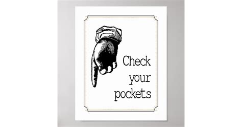 Vintage Check Your Pockets Reminder Laundry Room Poster Zazzle