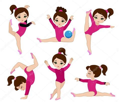conjunto de chicas lindas gimnasia ilustración vectorial 2024