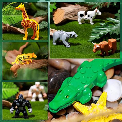 16 Pcs Animals Building Blocks Toy Zoo Jungle Model Figures Set With