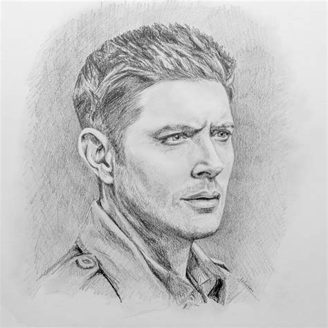 Supernatural Dean Winchester Original Colored Pencil Drawing Jensen