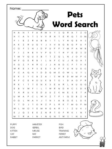 Free Word Search Puzzles For Kids 101 Activity