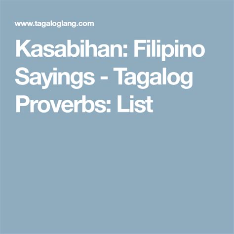 Kasabihan Filipino Sayings Filipino Tagalog Sayings