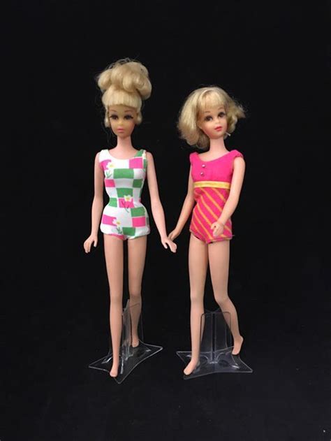 Lot 2 Vintage Dolls In Original Swim Suits Including Blonde Francie Twist And Turn And