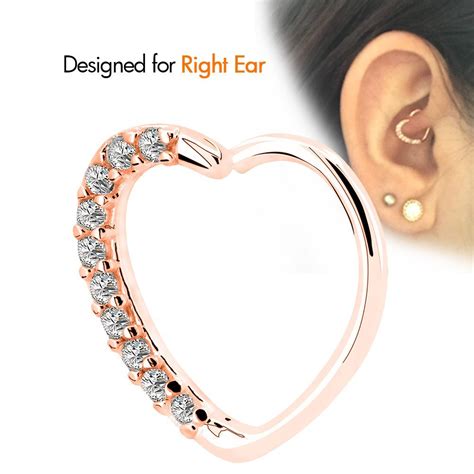 Various piercings rise and fall in popularity. OUFER 2Pieces 18KT Rose Gold Clear Heart Daith Earrings Cartilage Earring Hoop 1 - Earrings