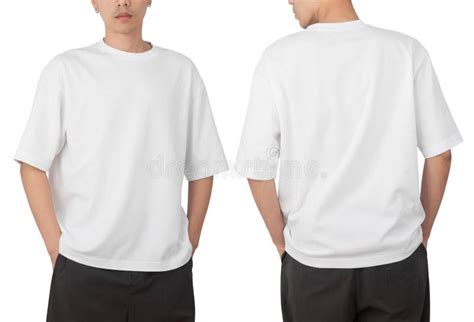Young Man In Blank Oversize T Shirt Mockup Front And Back Used As