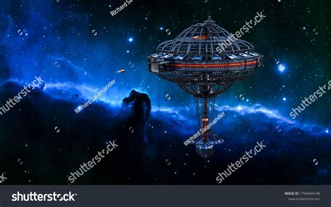 3d Science Fiction Illustration Space Orbit Stock Illustration