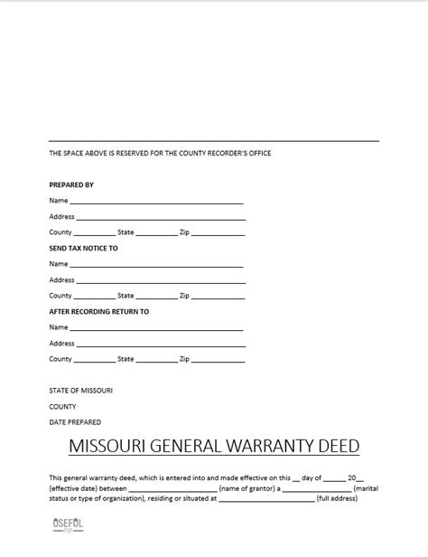 Free Missouri Deed Form Templates