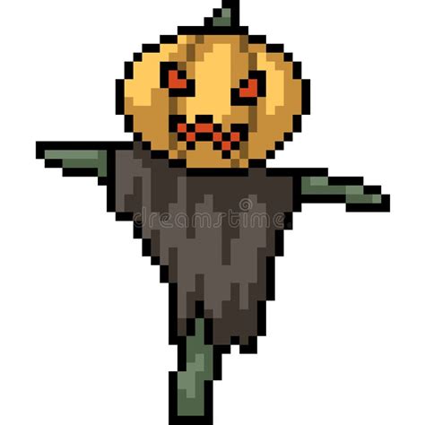 Vector Pixel Art Scary Scarecrow Stock Vector Illustration Of
