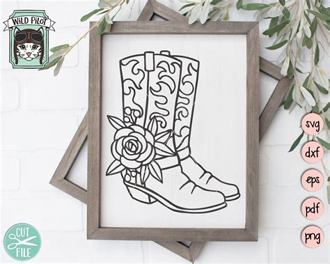 Cowboy Boots SVG File Cowboy Boots With Flowers SVG File Etsy