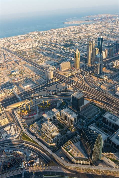 Dubai Downtown Morning Scene Top View Stock Image Image Of View