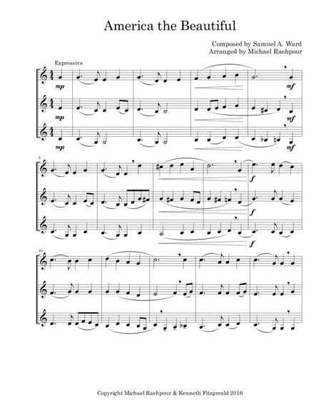 America The Beautiful Trumpet Trio Free Music Sheet