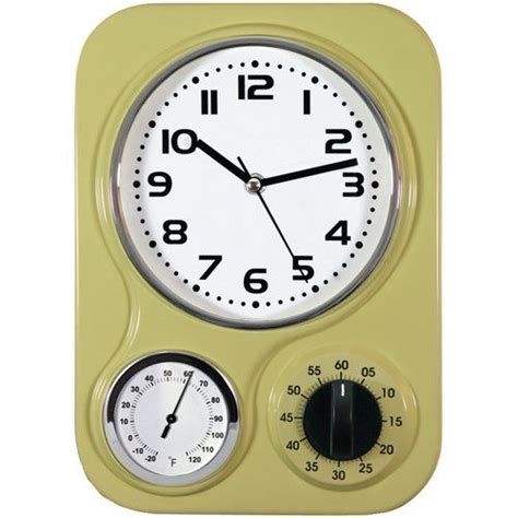 Retro Vintage Style Home Metal Kitchen Clock With Temperature And Timer