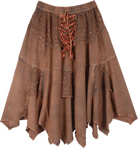 medieval mid length skirt corset style waist handkerchief hem clothing sale on bags skirts