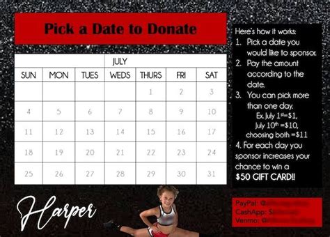 Cheerleading Glitter Calendar Fundraiser Template Digital Etsy