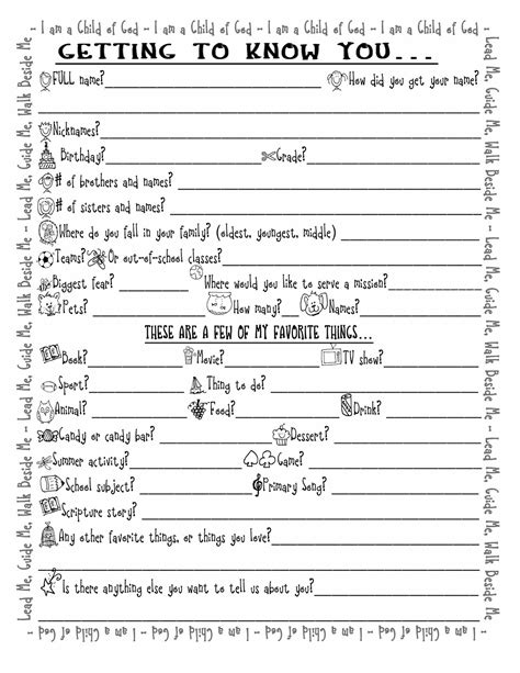 Get To Know You Worksheet Free Printable