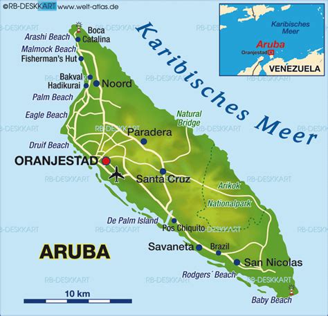 Map Of Aruba Island In Netherlands Welt Atlasde