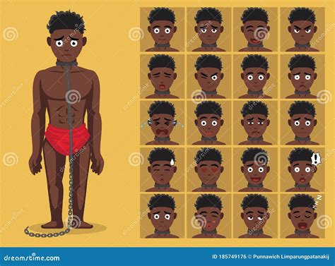 História Negra Animação Escrava Torcida Emoções Caras Ilustração do