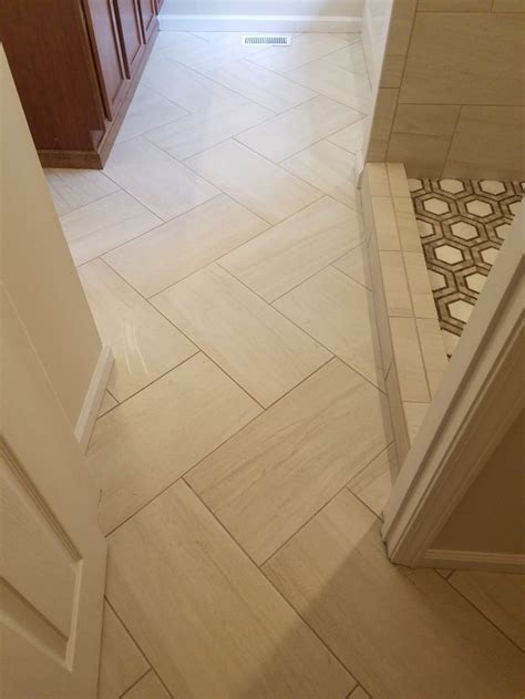 12x24 Master Bath Floor On A Diagonal Herringbone Bathroom Floor