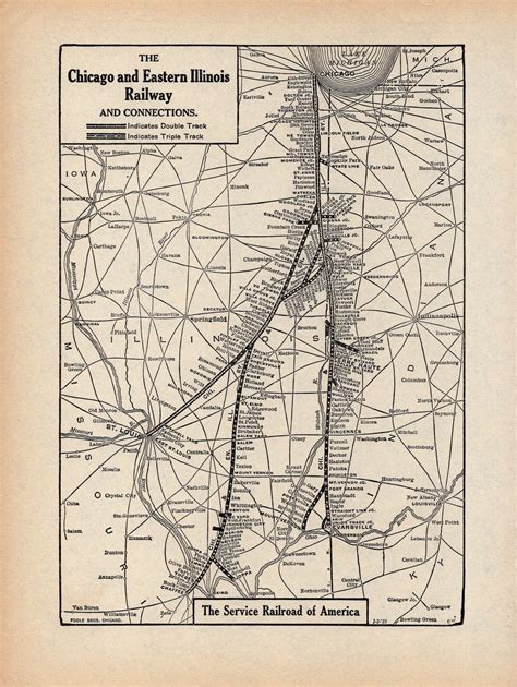 1928 Antique Chicago And Eastern Illinois Railway Map Chaffee Etsy