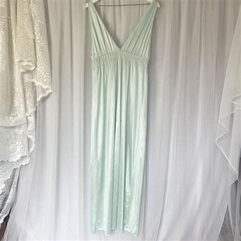 Vintage Satin Slip Dress Gorgeous Mint Green Satin Depop