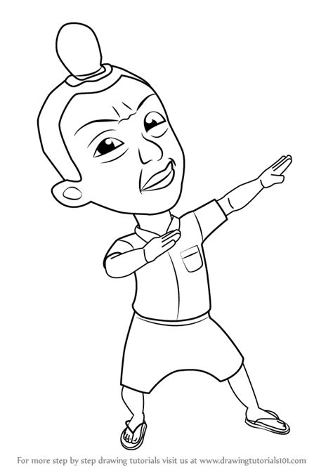 Step By Step How To Draw Jarjit From Upin And Ipin