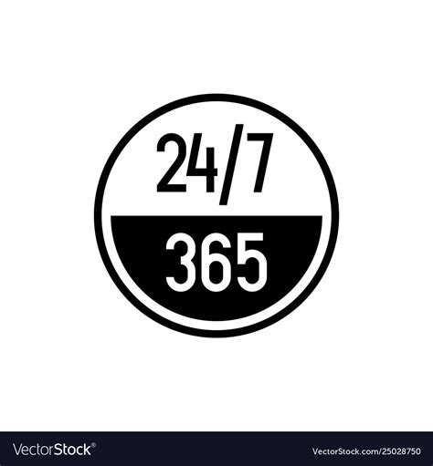 24 7 Hours And 365 Days Icon Any Time Working Vector Image