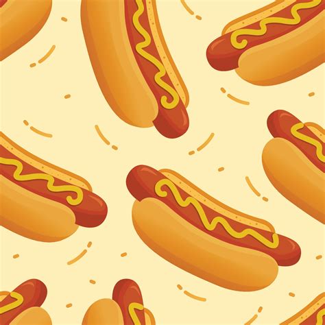 Hot Dog Seamless Pattern Background Vector Illustration 3049684 Vector