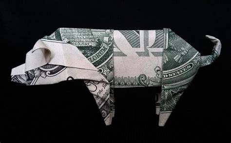 Dollar Origami Pig Sculpture Money Mini Hog Miniature Boar 3d Etsy