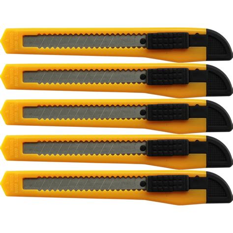5x Bulk Small Yellow Utility Knife Box Cutters Snap Off Blade 9mm Blade