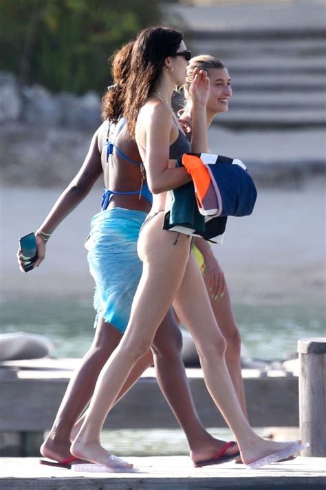 kendall jenner and hailey bieber in biknis at hailey s bachelorette party in jamaica 08 26 2019