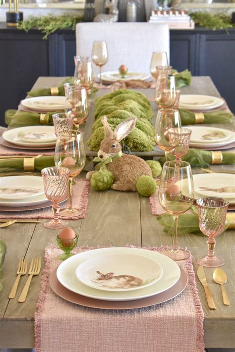 Blush Pink And Green Easter Tablescape Easter Dinner Table Easter Tablescapes Easter Table