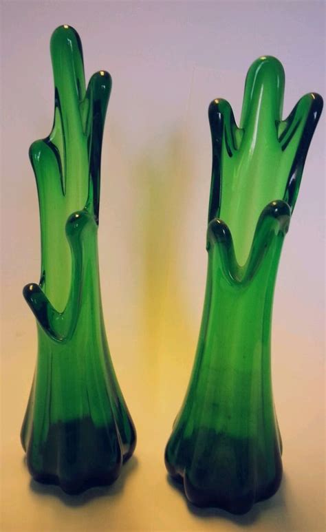 Modern Green Glass Vase Lot 10 High Unbranded Modern Green Glass Vase Green Glass Vase