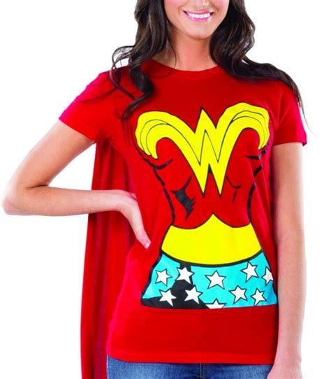 Wonder Woman Graphic T Shirt W Cape L Large Womens Adult Costume Shirt