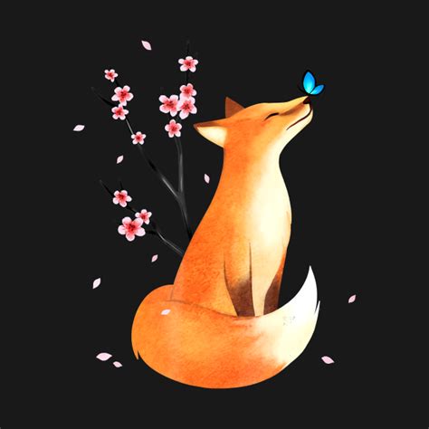 Fox Japanese Cherry Blossom Flower Vintage Fox T Shirt Teepublic