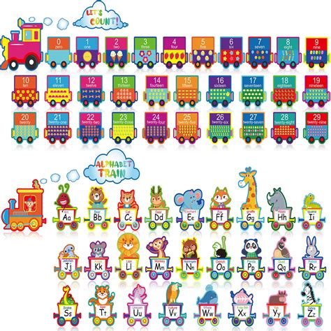 Buy 66 Pieces Number Train Alphabet Train Classrooms Bulletin Board