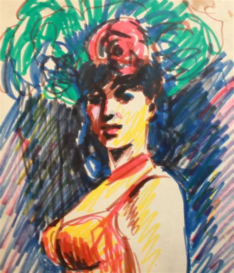 Vintage Impressionist Watercolor Painting Female Portrait Picclick