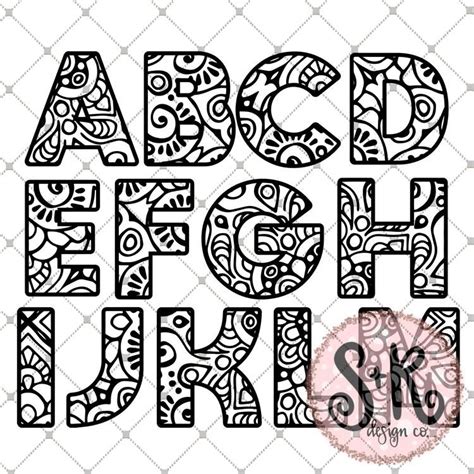 Mandala SVG Alphabet A-Z SVG DXF PNG (2019) | Mandala svg, Doodle art
