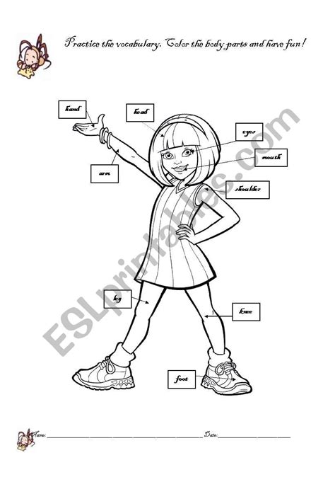 Girl Body Parts Coloring Page Esl Worksheet By Ladelmar