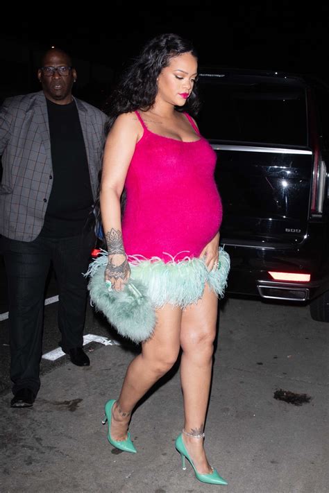 Pregnant Rihanna Rocks Hot Pink Mini Dress For Dinner In La