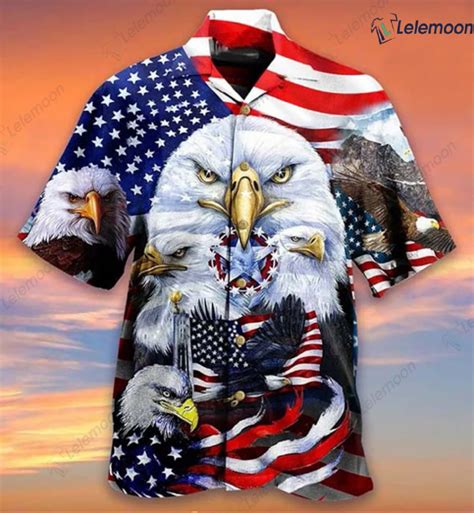 American Eagle Us Flag Hawaiian Shirt Lelemoon