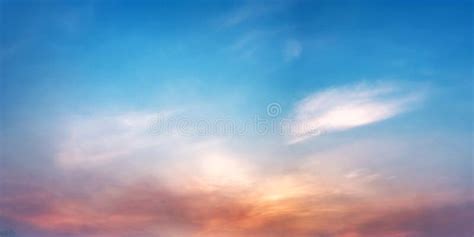 Dramatic Panorama Sky With Cloud On Sunrise And Sunset Time Stock